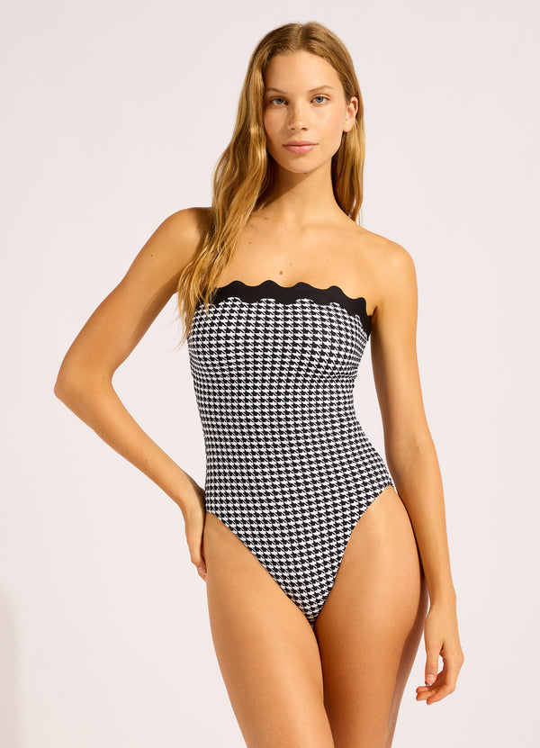 Gia Check Ric Rac DD Bandeau One Piece Swimsuit