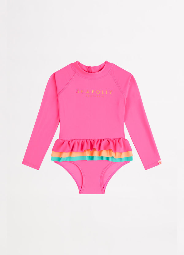 Essential Girls Colour Blocked Paddlesuit - Peony