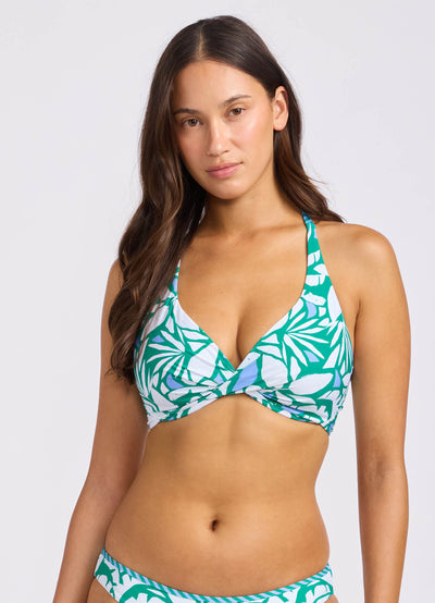 Retro Reef Wrap Front F Cup Bikini Top