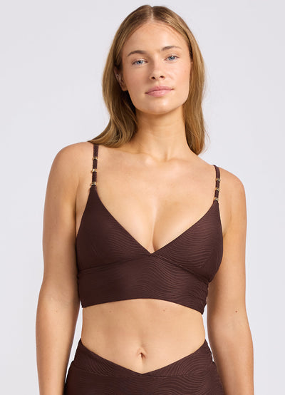 Sea Swirl Longline Banded Bralette Bikini Top