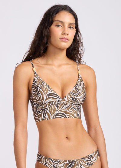 Saltwater Mirage Longline Banded Bralette Bikini Top