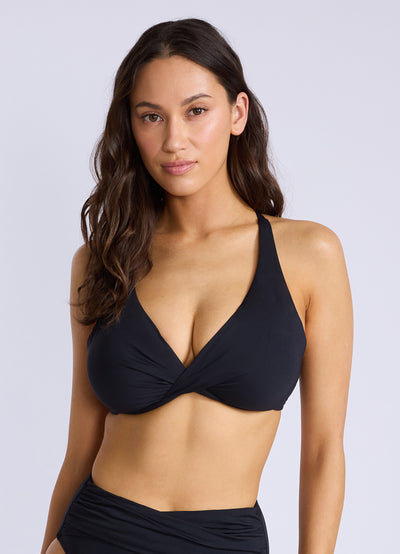 Seafolly Collective Wrap Front F Cup Bikini Top - Black