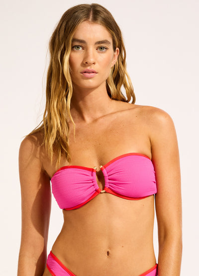 Beach Bound Ring Front Bandeau Bikini Top