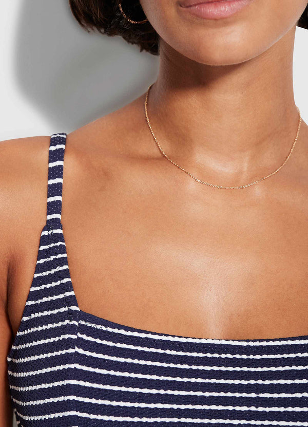 Seaside Stripe DD Square Neck Tank - True Navy