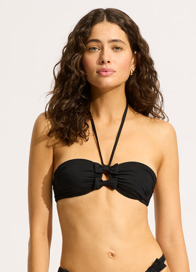 Beau Ruched Underwire Bikini Top - Black