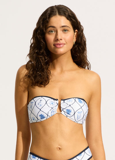 Marbella Trim Front Bandeau Bikini Top - White