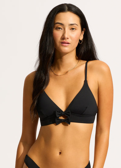 Beau Banded Triangle Bikini Top - Black