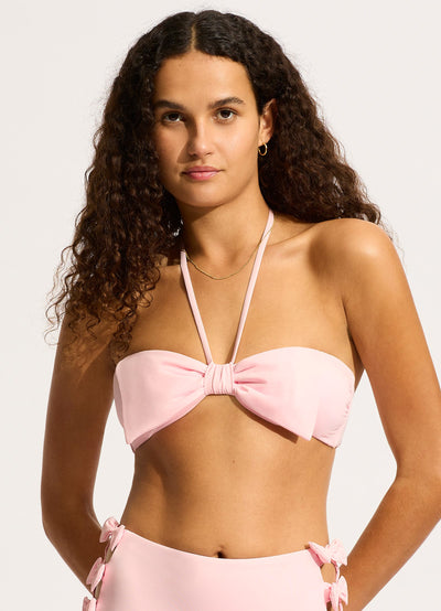 Beau Bow Front Bandeau Bikini Top - Blossom