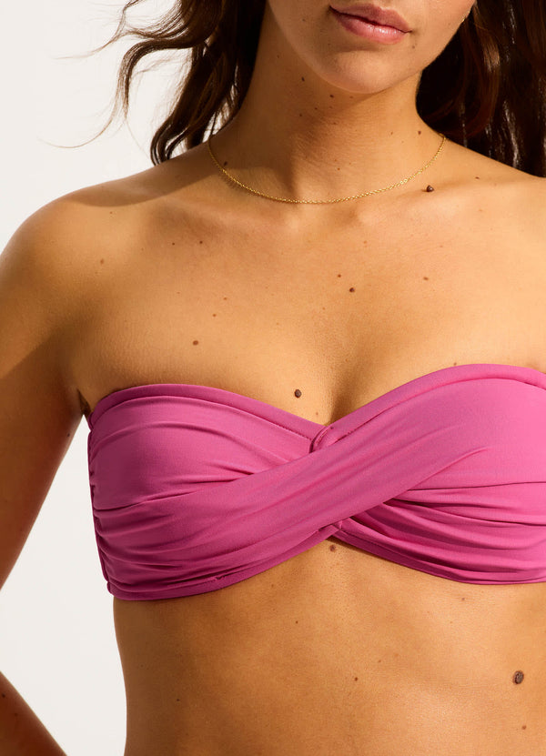 Seafolly Collective Twist Bandeau Bikini Top - Hot Pink