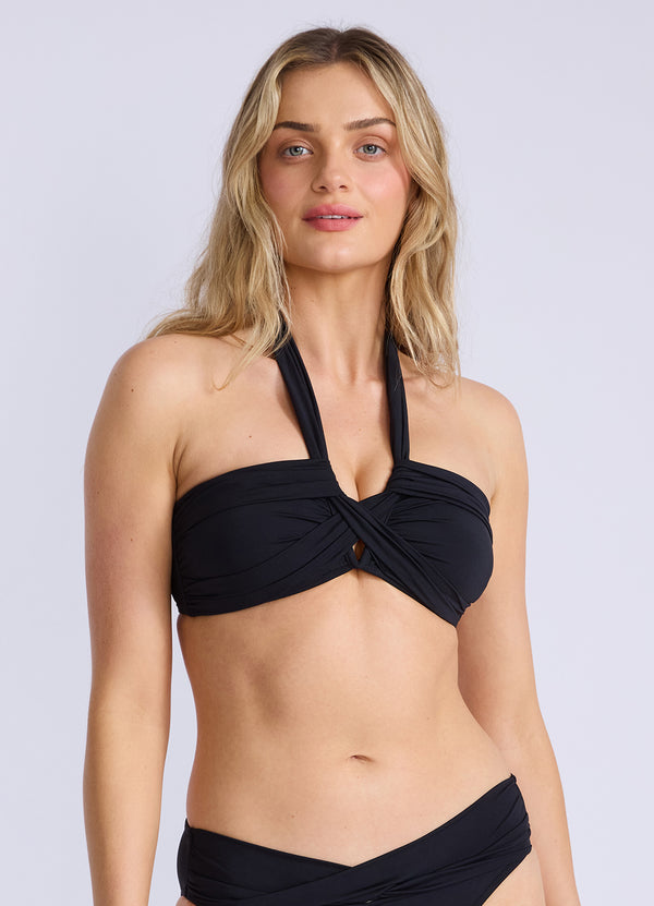 Seafolly Collective Halter Bandeau Bikini Top - Black