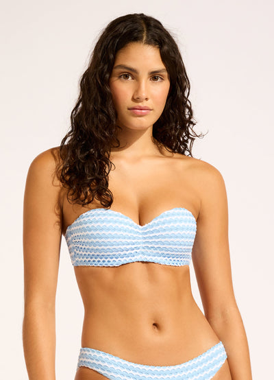 Mesh Effect Bustier Bandeau Bikini Top