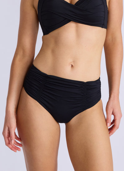 Seafolly Collective Gathered Front Retro Bikini Bottom - Black