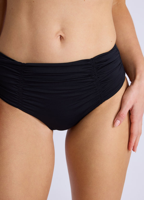 Seafolly Collective Gathered Front Retro Bikini Bottom - Black