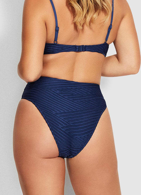 Fresh Water Hi Rise Wide Band Bikini Pants - Blue Opal