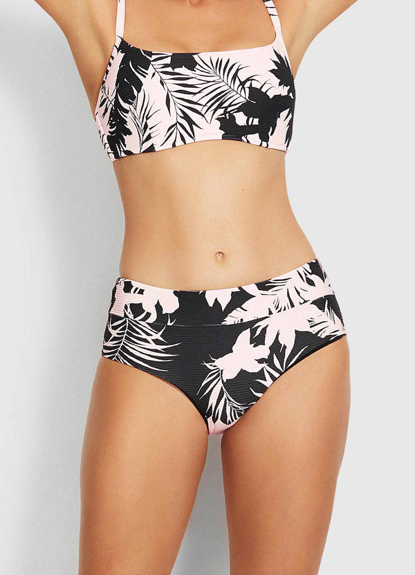 Wild Tropics Wide Side Bikini Pants - Black