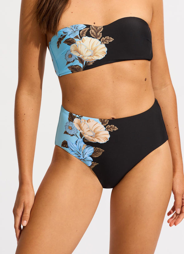 Garden Party High Waisted Bikini Bottom - Black – Seafolly Australia