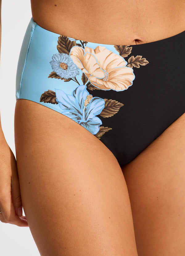 Garden Party High Waisted Bikini Bottom - Black – Seafolly Australia