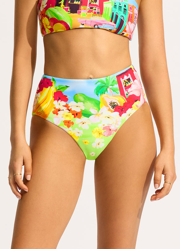 Collective Swimwear - Cuba High Waisted Bikini Bottom - Turquoise third image