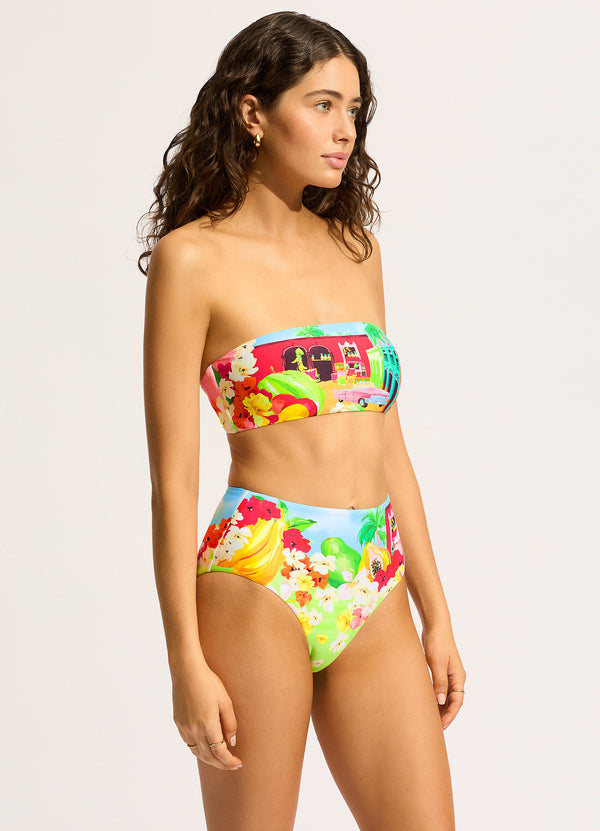 Collective Swimwear - Cuba High Waisted Bikini Bottom - Turquoise fourth image