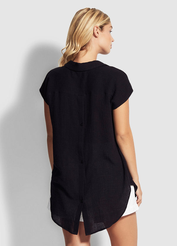 Beach Edit Sleeveless Beach Shirt - Black