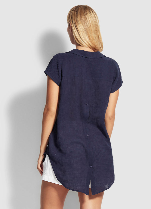 Beach Edit Sleeveless Beach Shirt - Indigo
