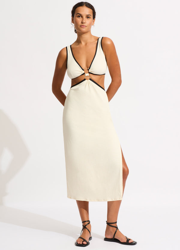 Beach Bound Beach Boidi Midi Dress - Ecru