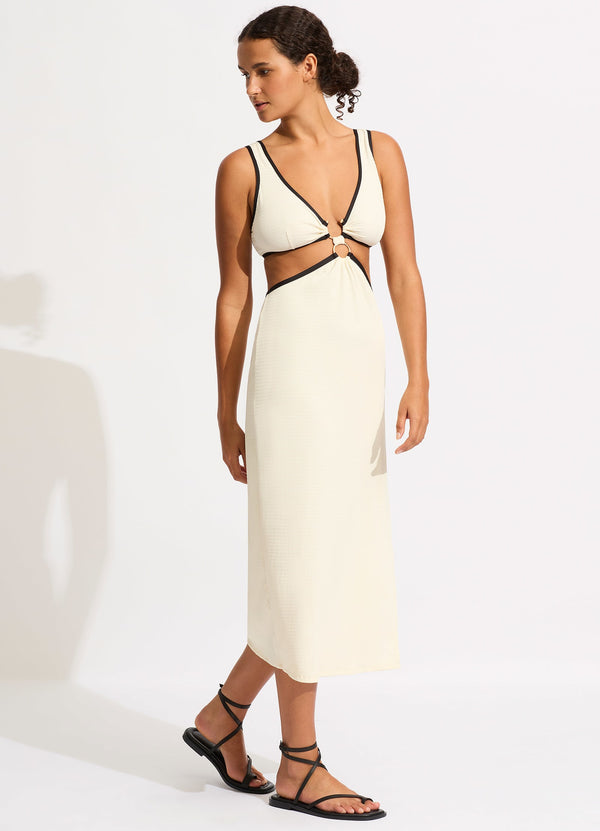 Beach Bound Beach Boidi Midi Dress - Ecru