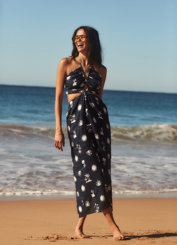 La Palma Maxi Dress True Navy Seafolly Australia