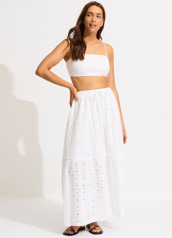 Broderie Maxi Skirt - White