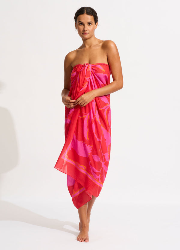 Birds Of Paradise Sarong - Chilli Red