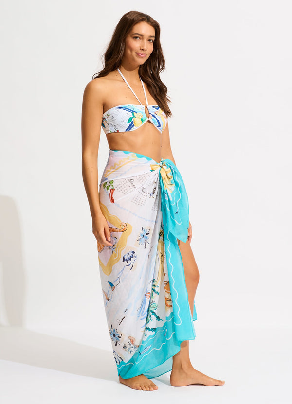 How to wear a large scarf as a halter dress / beach coverup. Tutorial here