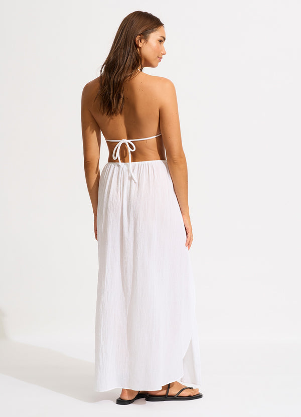 white wrap dress maxi skirt