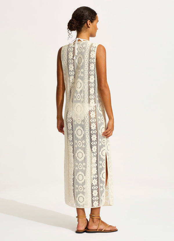 Corfu Crochet Maxi Cover Up - Ecru