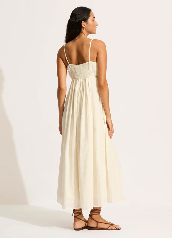 Piped Maxi Dress - Ecru