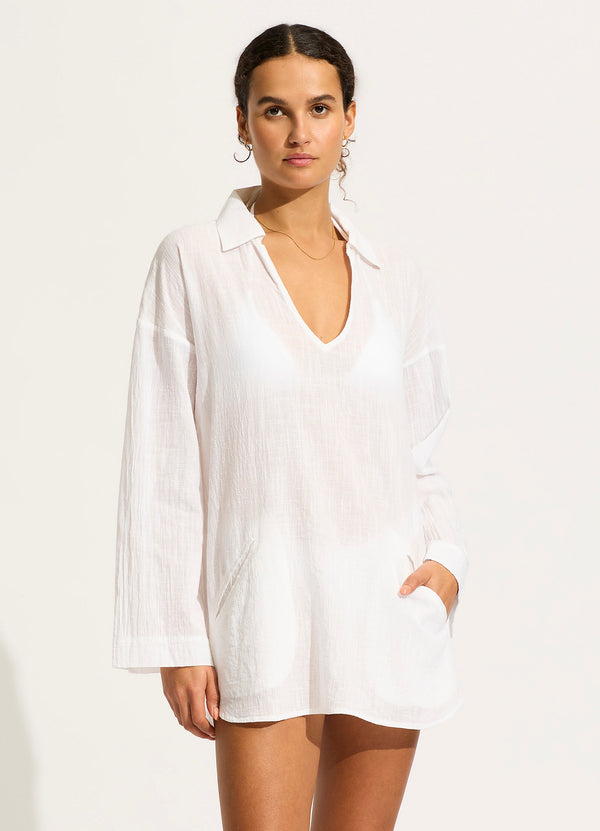 Collective Swimwear - Longline Beach Shirt - White third image