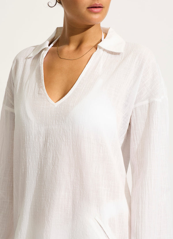 Collective Swimwear - Longline Beach Shirt - White sixth image