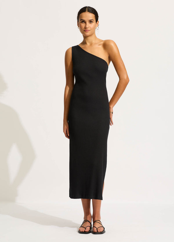 Jersey One Shoulder Dress - Black