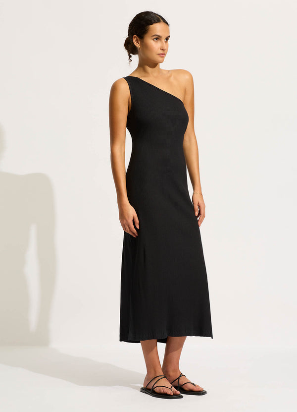 Jersey One Shoulder Dress - Black