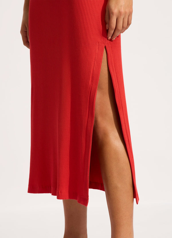 Jersey One Shoulder Dress - Flame