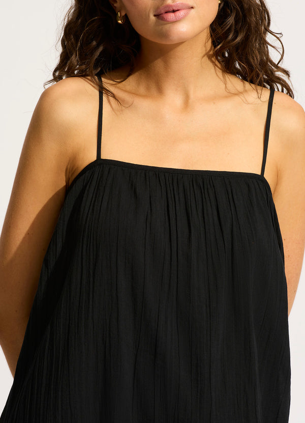 Collective Swimwear - Gathered Bandeau Mini Dress - Black fifth image