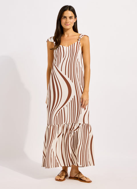 Black Coastline Tie Back Maxi Dress