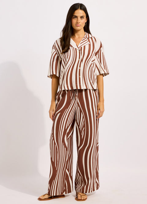 Black Coastline Stripe Oversized Crop Shirt