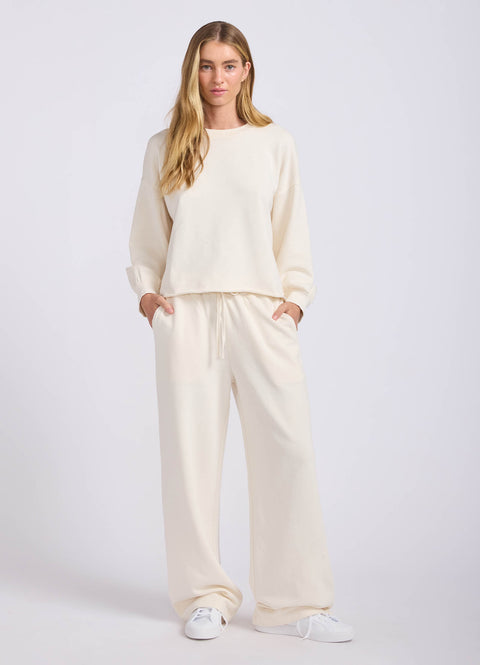 Black French Terry Wide Leg Pant