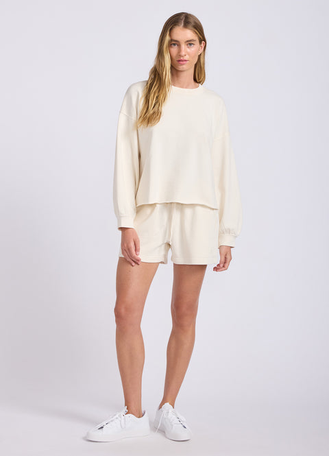 Black French Terry Puff Sleeve Sweatshirt