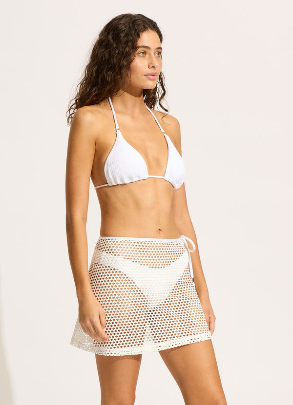 Mesh Effect A-Line Skirt - White