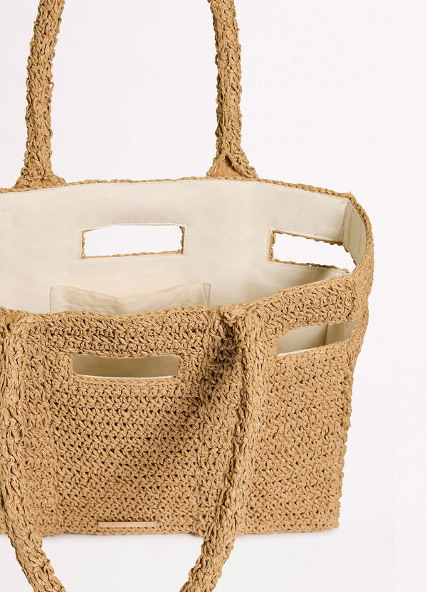 Wish You Were Here Wategos Raffia Tote Bag - Natural