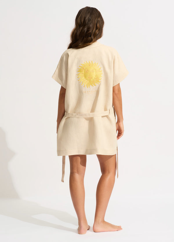 Wish You Were Here Embroidered Robe - Soleil