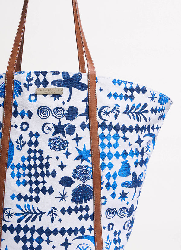 Corfu Fan Tote Bag - Azure