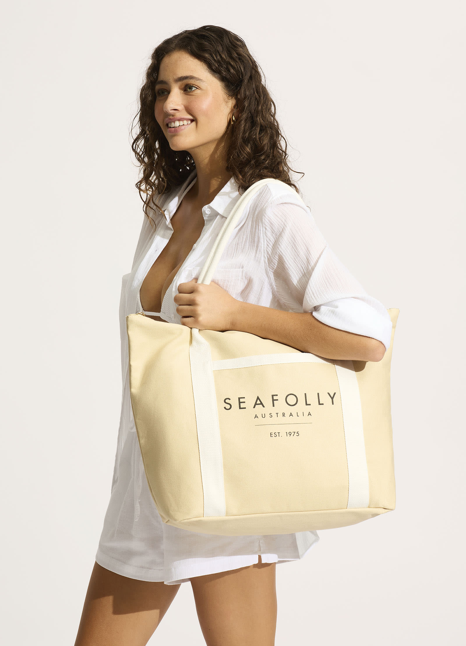 Seafolly outlet Carried Away Sunday Tote Beach Bag Paper Natural Australia New Purse