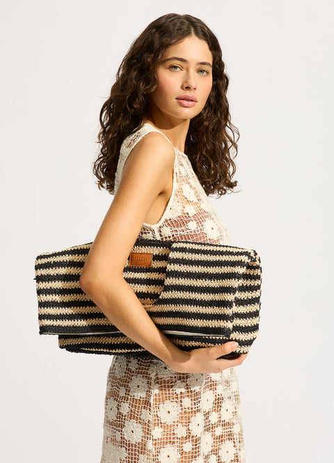 Seafolly Raffia Stripe Basket Bag